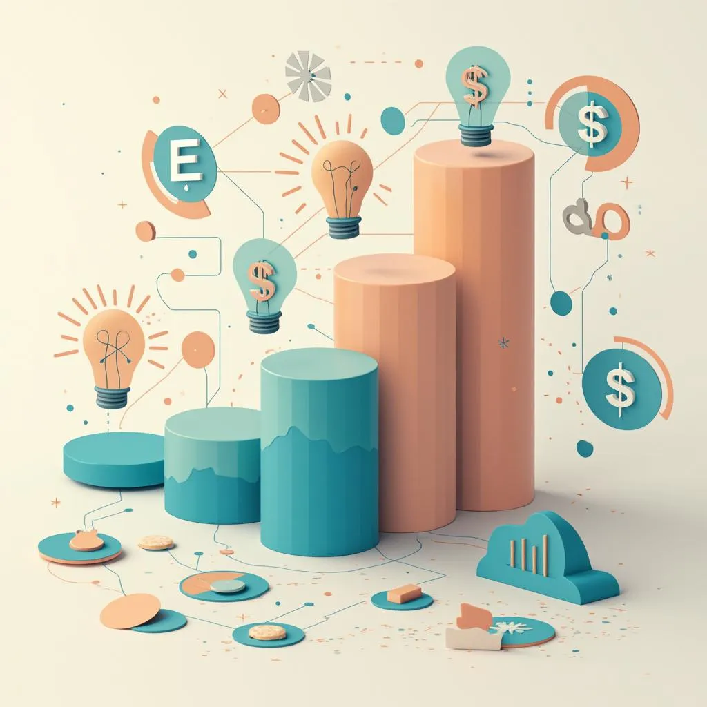 Gráficos y diagramas mostrando crecimiento y conocimiento financiero